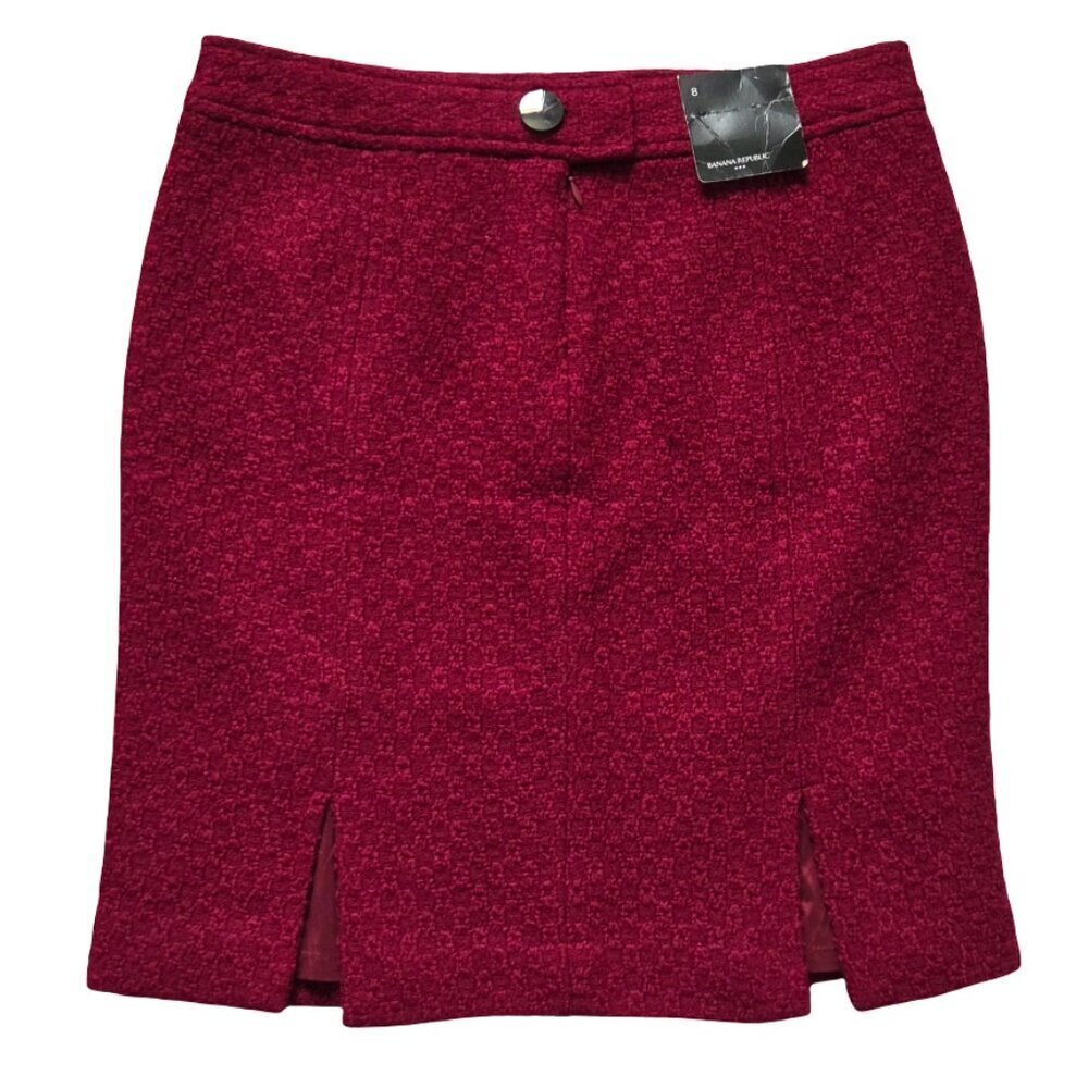 Banana Republic Skirt Women's Size 8 Red Wool Blend Pencil Skirt Business Twee - Picture 2 of 11